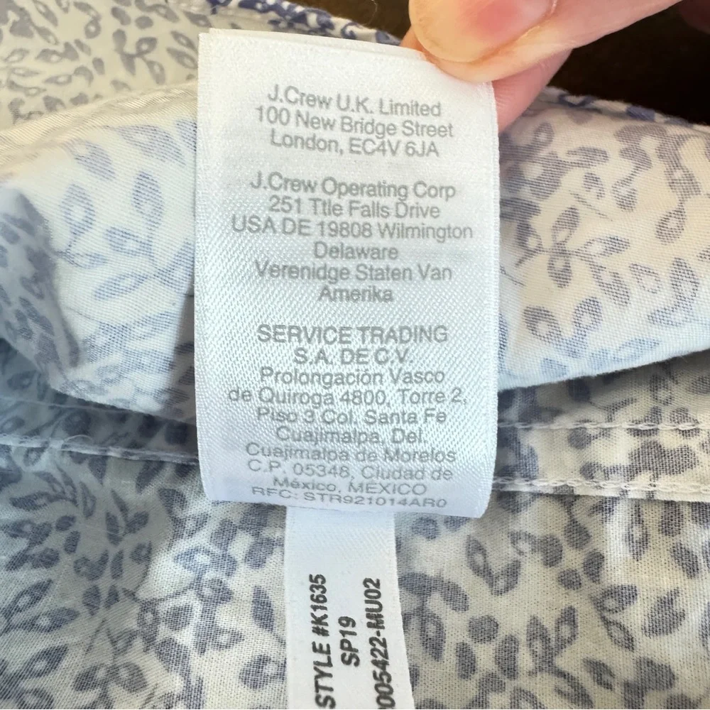 J Crew Mercantile Floral Button Down Shirt XXL Blue White Flex Stretch